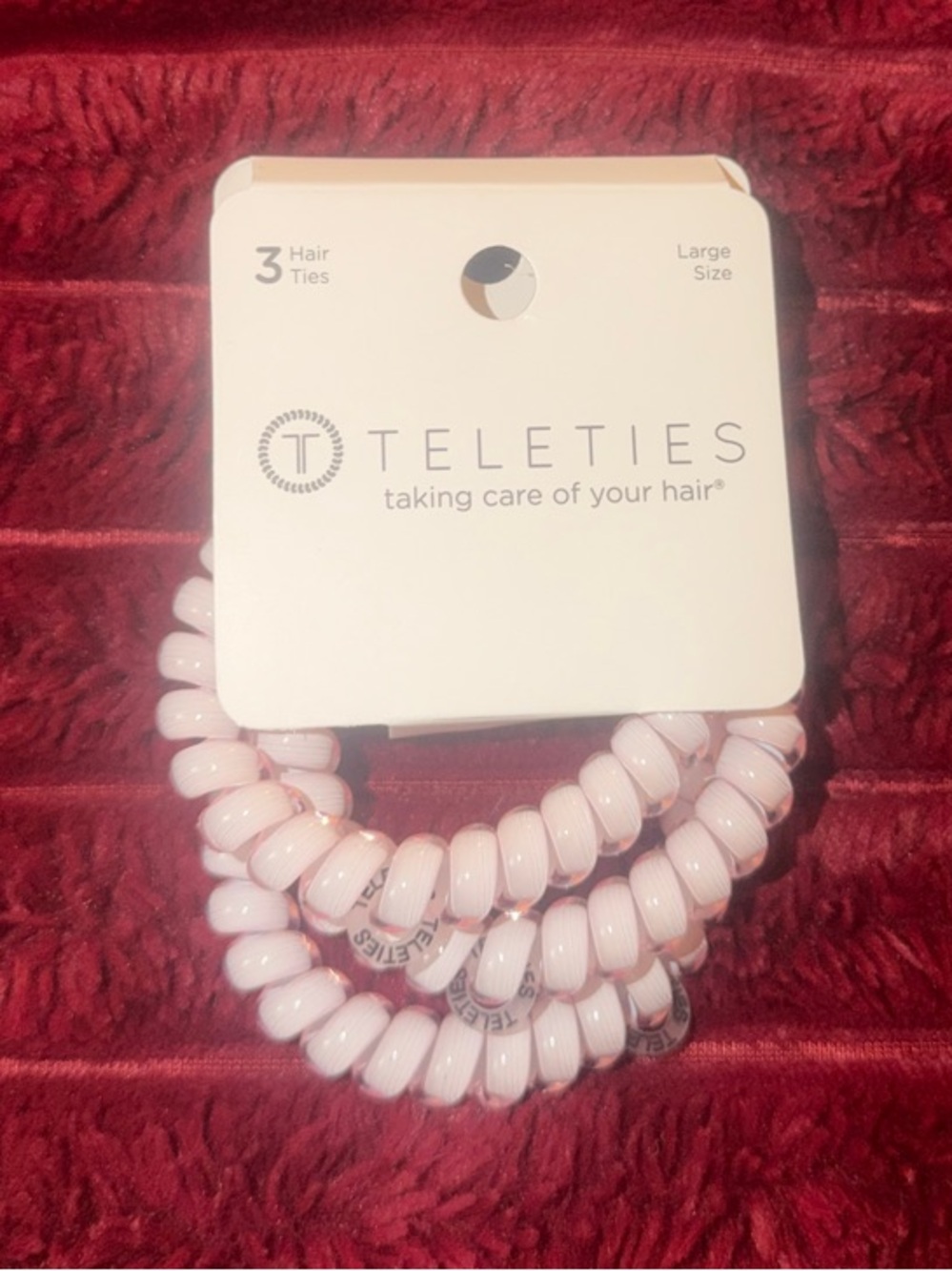 TELETIES Large Spiral Hair Ties – Soft Light Pink (3 Pack)